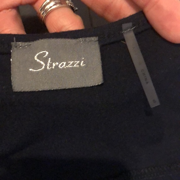 Strazzi small navy blue sleeveless long top with cowl neck & overlapped bottom - Picture 6 of 7